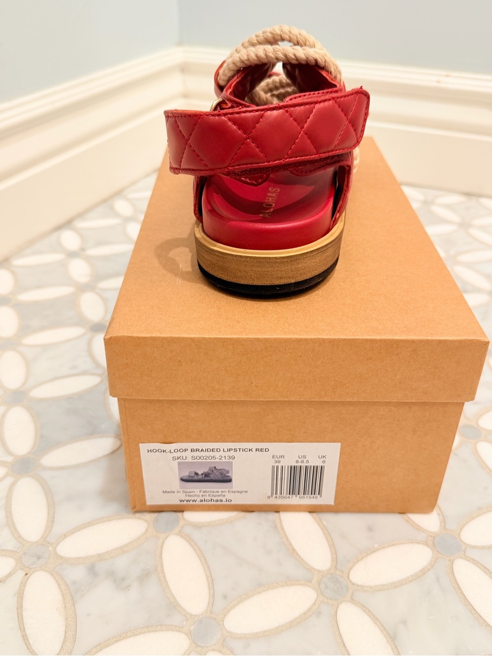 Alohas x Anthropologie Hook-Loop Braided Lipstick Red Leather Rope Sandals 39 8 - Picture 9 of 15